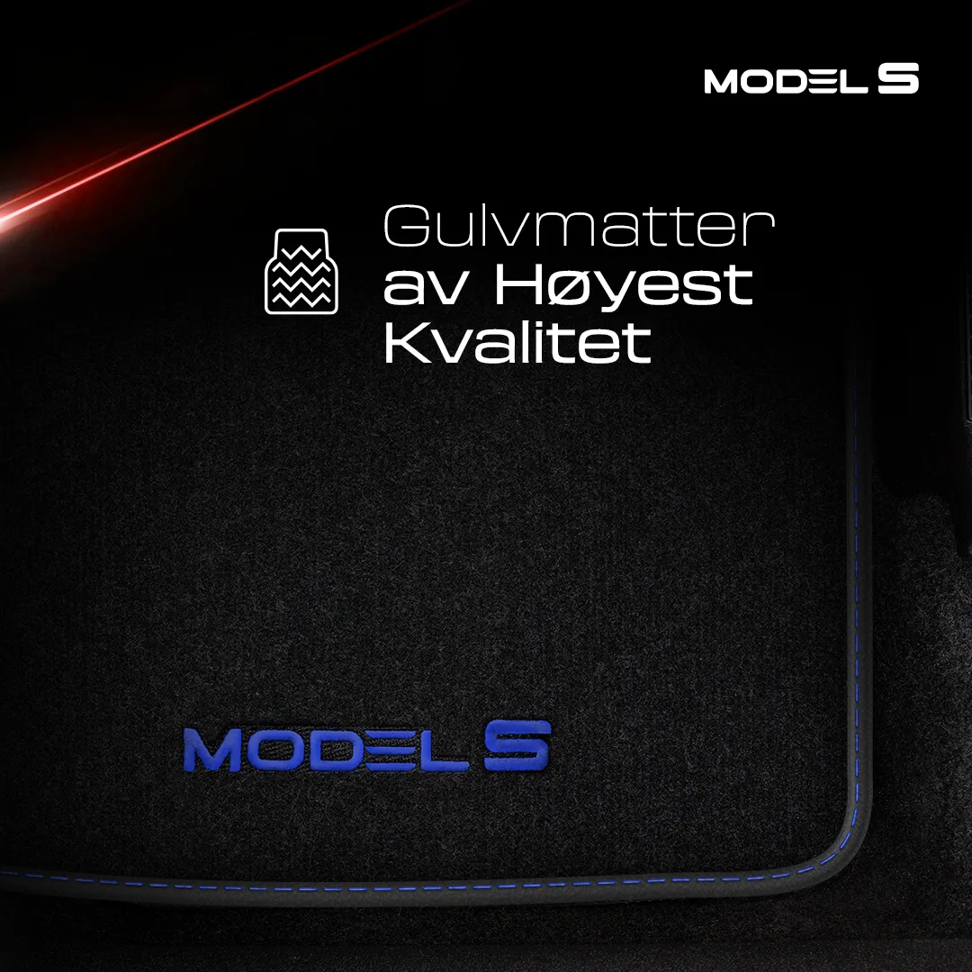 Stoffmatter Tesla Model S 2012 - 2021 │ Blue Edition Premium Textile Floor Mats – bilde 2