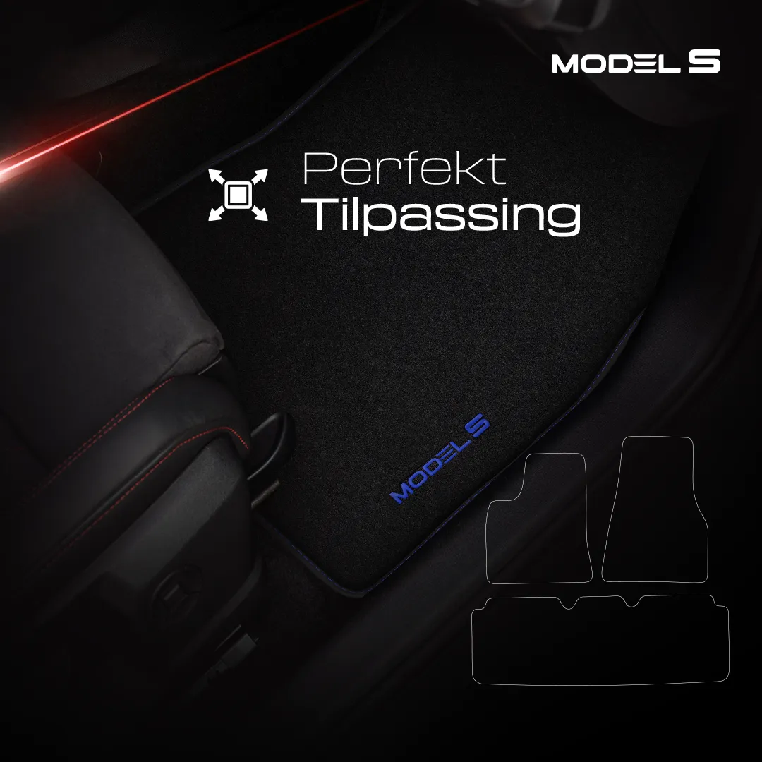 Stoffmatter Tesla Model S 2012 - 2021 │ Blue Edition Premium Textile Floor Mats – bilde 3