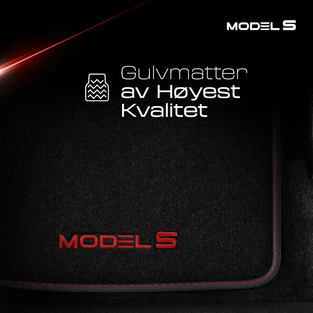 Stoffmatter Tesla Model S 2012 - 2021 │ Red Edition Premium Textile Floor Mats – bilde 2