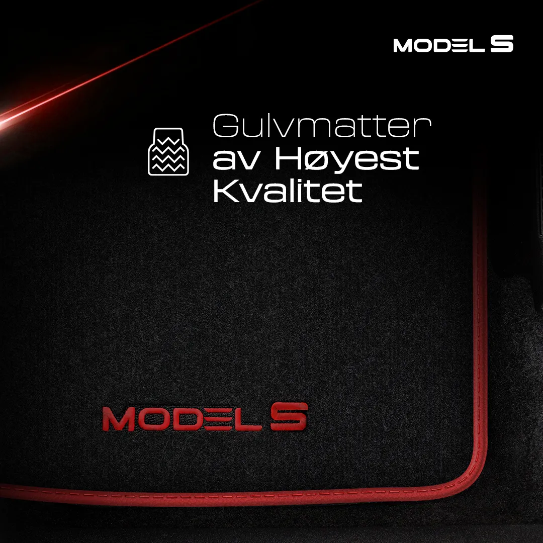Stoffmatter Tesla Model S 2012 - 2021 │ Red Rosa Edition Premium Textile Floor Mats – bilde 2