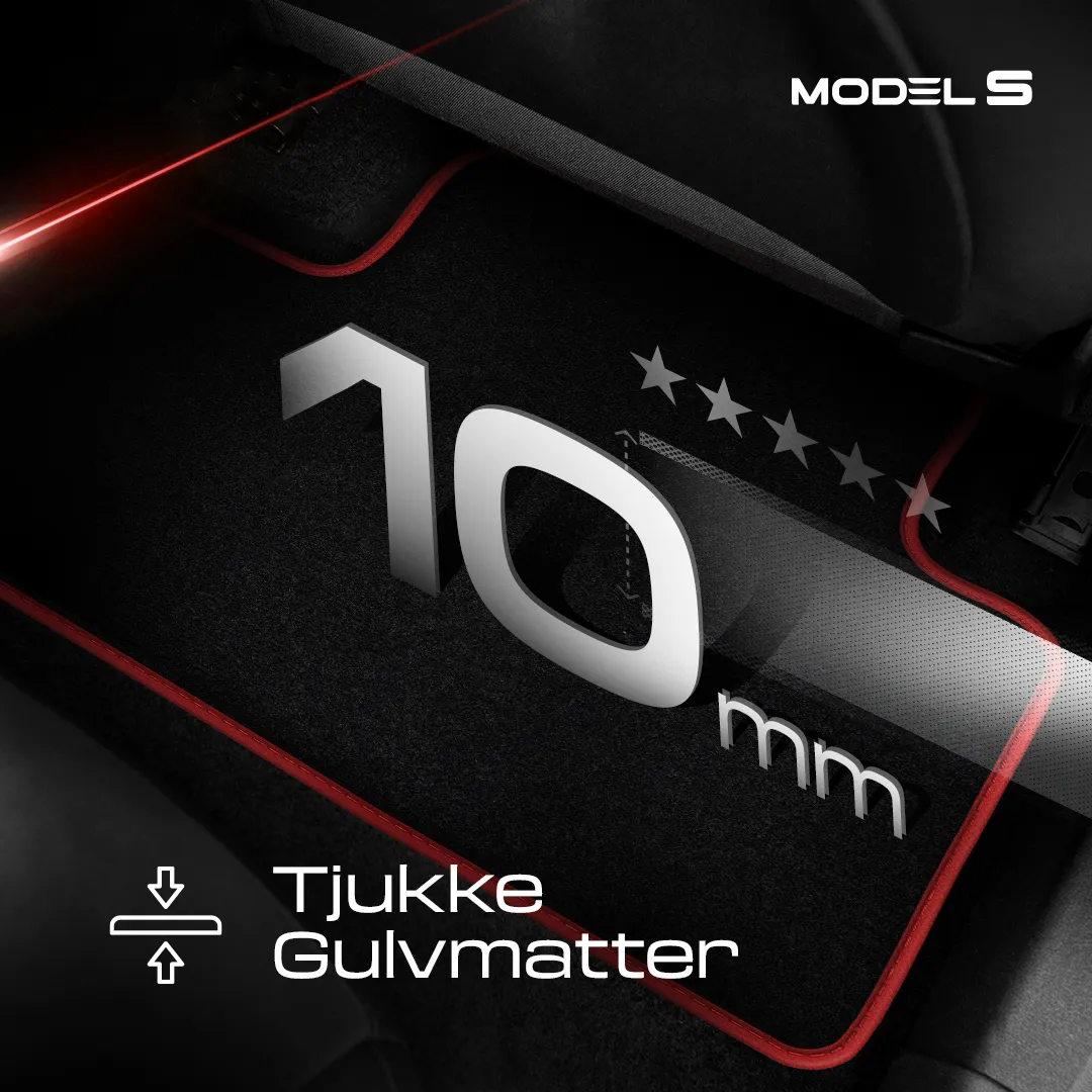 Stoffmatter Tesla Model S 2012 - 2021 │ Red Rosa Edition Premium Textile Floor Mats – bilde 6
