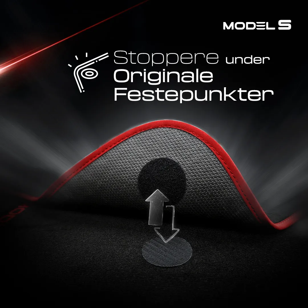 Stoffmatter Tesla Model S 2012 - 2021 │ Red Rosa Edition Premium Textile Floor Mats – bilde 8