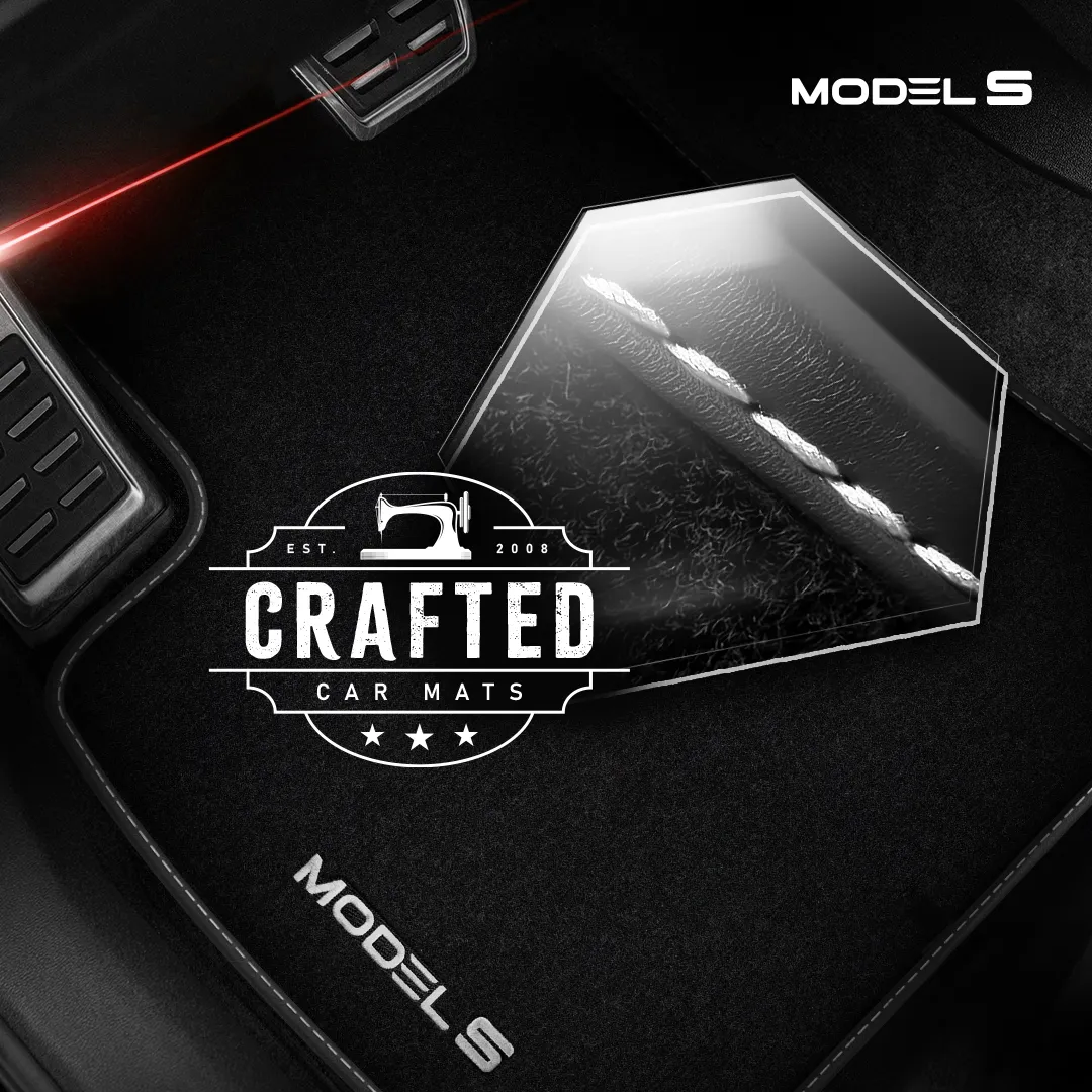 Stoffmatter Tesla Model S 2012 - 2021 │ White Edition Premium Textile Floor Mats – bilde 5