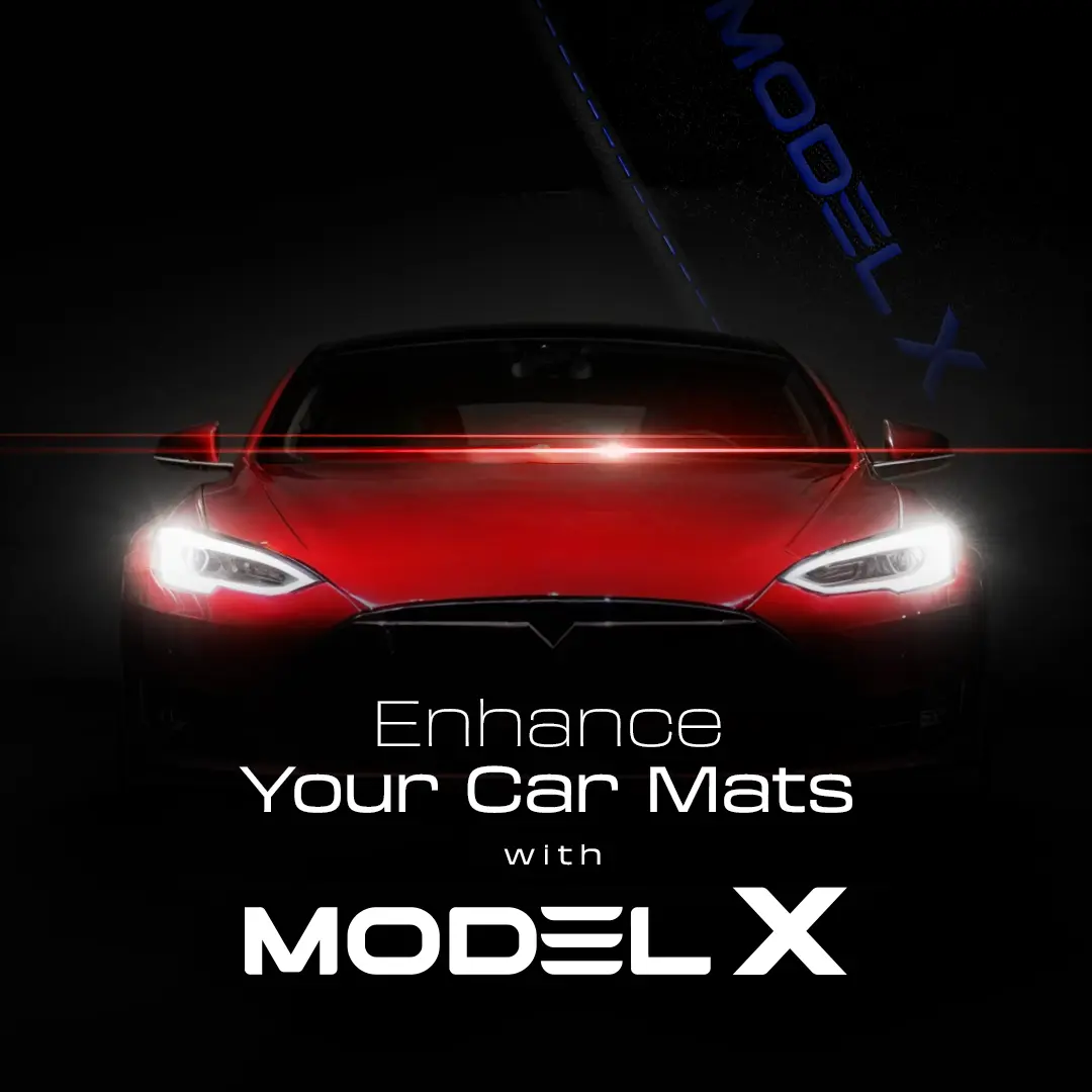 Stoffmatter Tesla Model X 2015 - 2021 │ 5 seter - Blue Edition Premium Textile Floor Mats – bilde 4