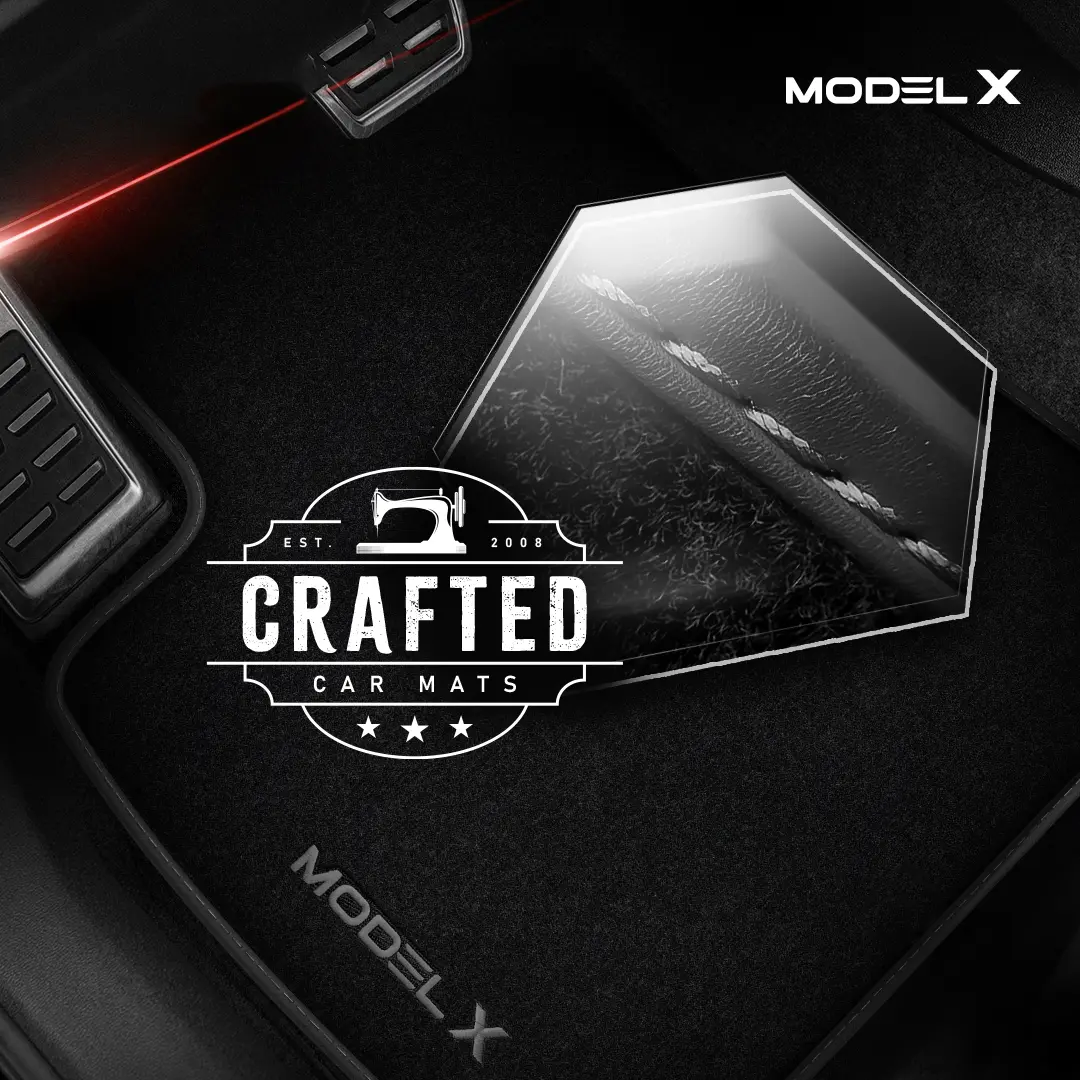 Stoffmatter Tesla Model X 2015 - 2021 │ 5 seter - Grey Edition Premium Textile Floor Mats – bilde 5
