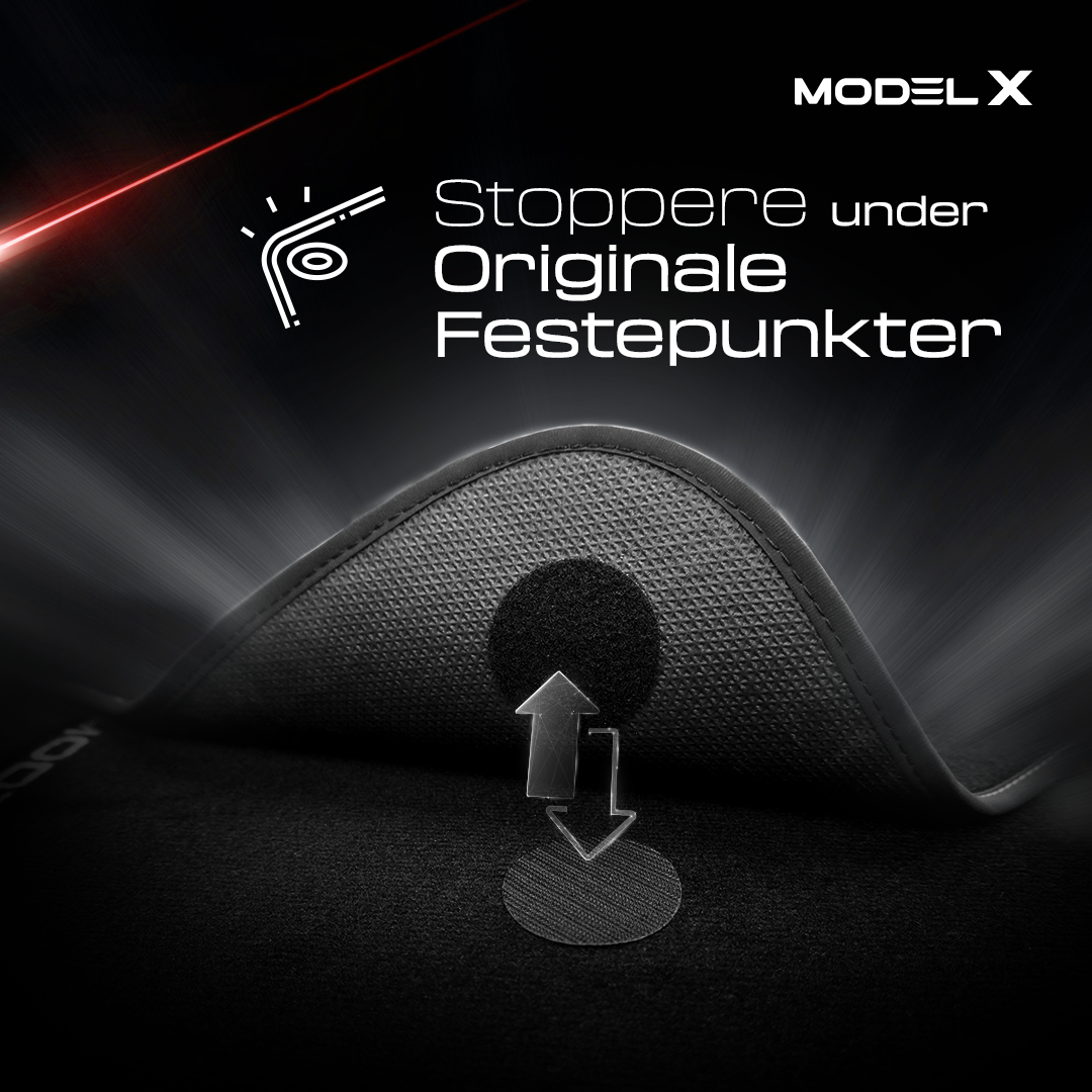 Stoffmatter Tesla Model X 2015 - 2021 │ 5 seter - Grey Edition Premium Textile Floor Mats – bilde 8