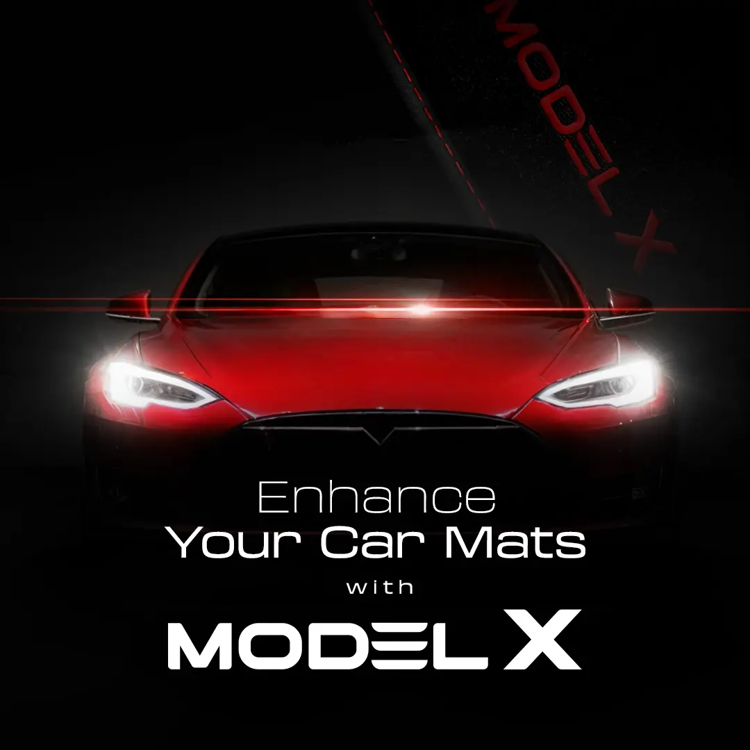 Stoffmatter Tesla Model X 2015 - 2021 │ 5 seter - Red Edition Premium Textile Floor Mats – bilde 4