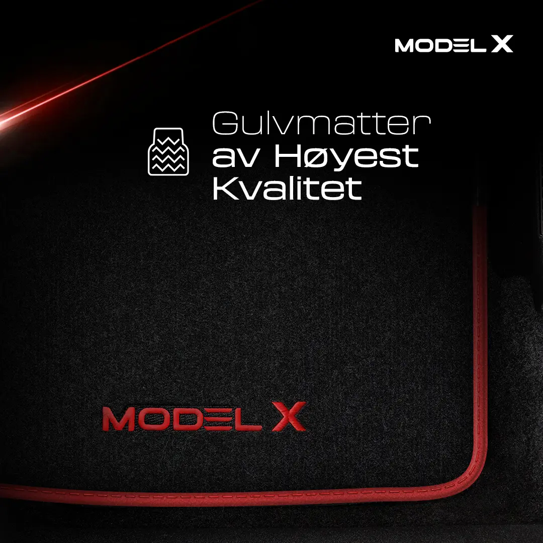 Stoffmatter Tesla Model X 2015 - 2021 │ 5 seter - Red Rosa Edition Premium Textile Floor Mats – bilde 2