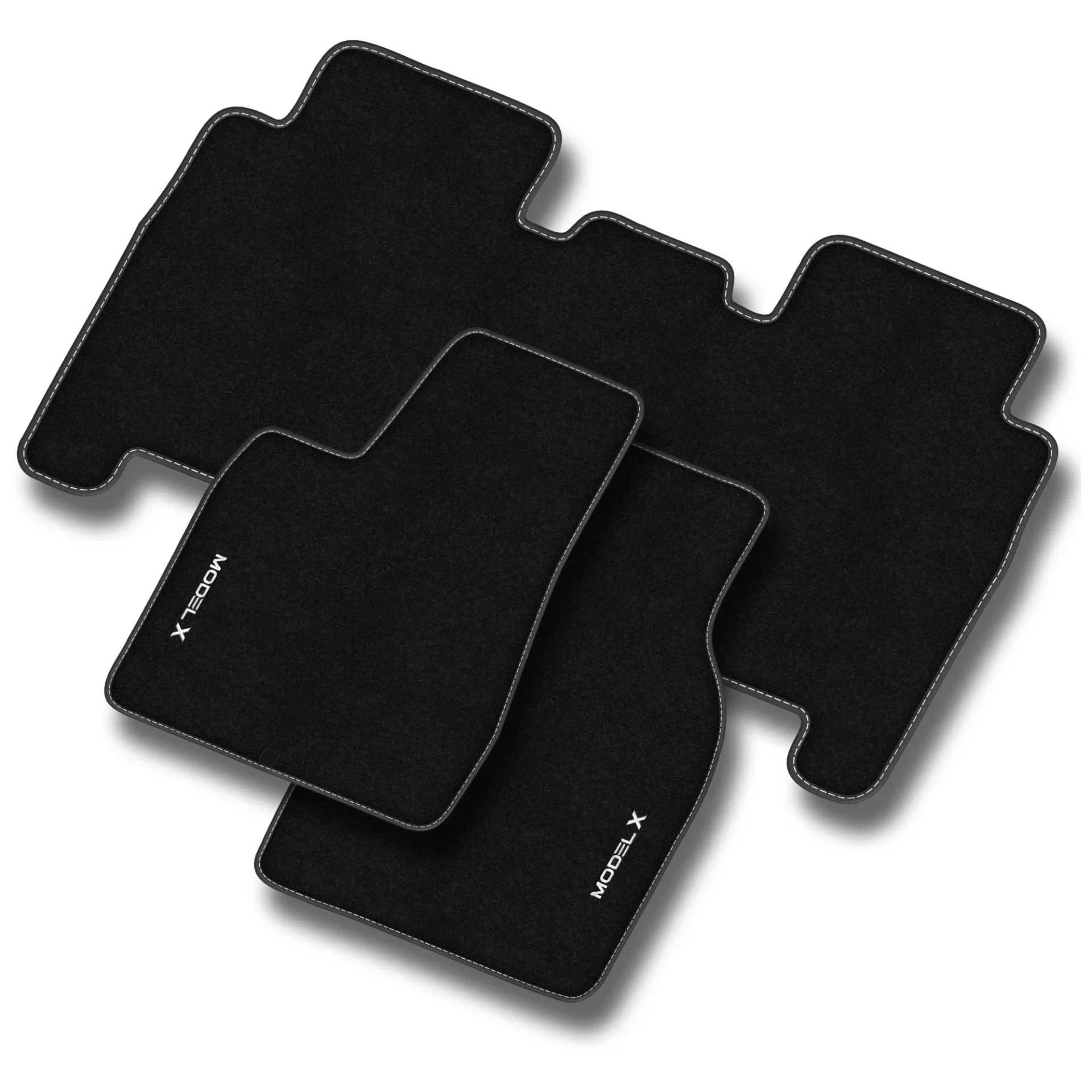 Stoffmatter Tesla Model X 2015 - 2021 │ 5 seter - White Edition Premium Textile Floor Mats Image 1