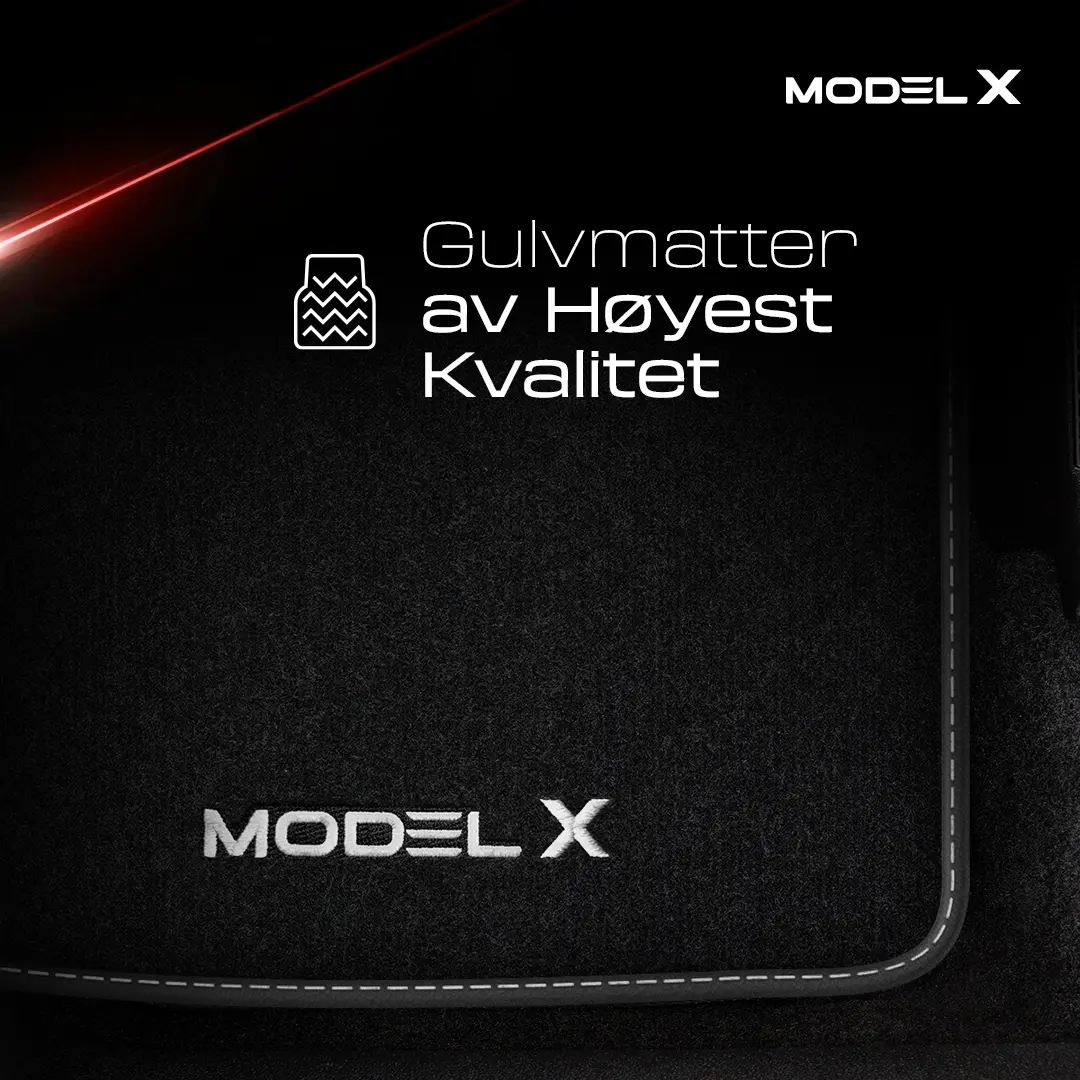 Stoffmatter Tesla Model X 2015 - 2021 │ 5 seter - White Edition Premium Textile Floor Mats Image 2
