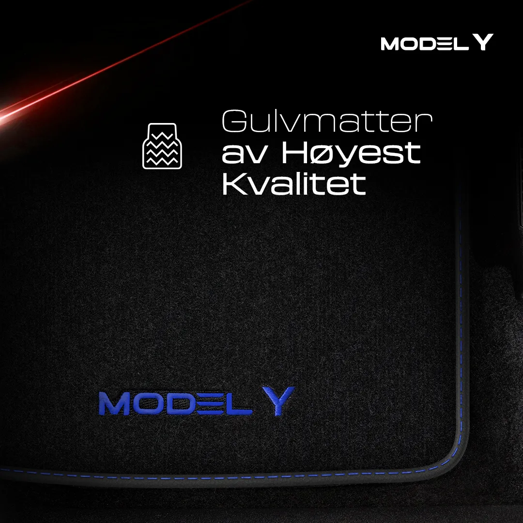 Stoffmatter Tesla Model Y 2020 - 2025 │ Blue Edition Premium Textile Floor Mats – bilde 2