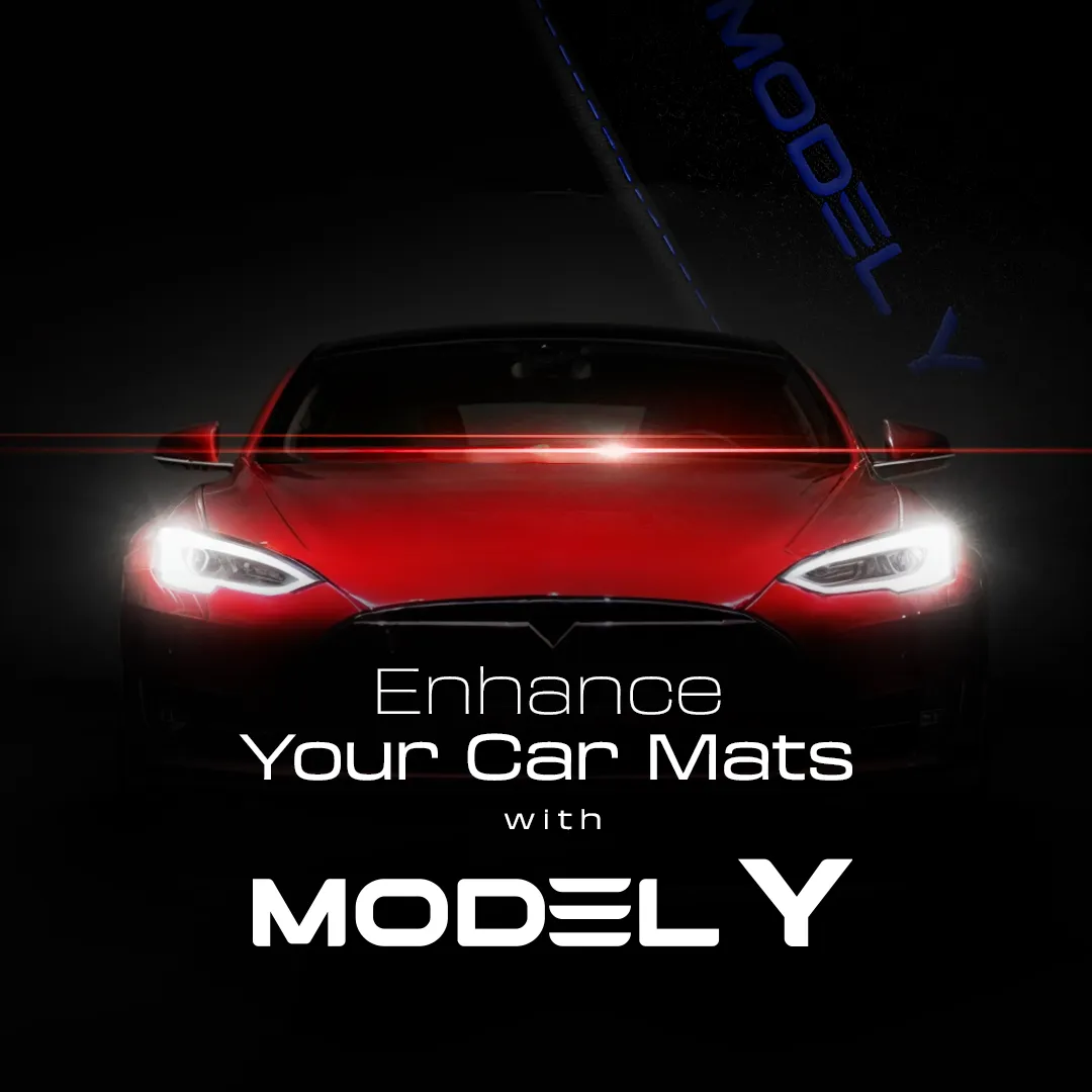 Stoffmatter Tesla Model Y 2020 - 2025 │ Blue Edition Premium Textile Floor Mats – bilde 4