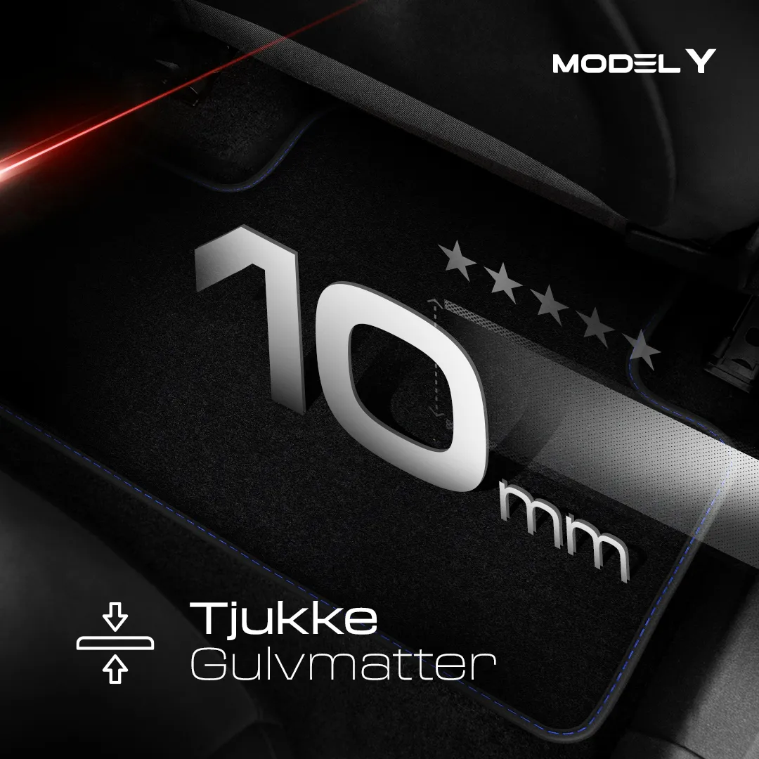 Stoffmatter Tesla Model Y 2020 - 2025 │ Blue Edition Premium Textile Floor Mats – bilde 6