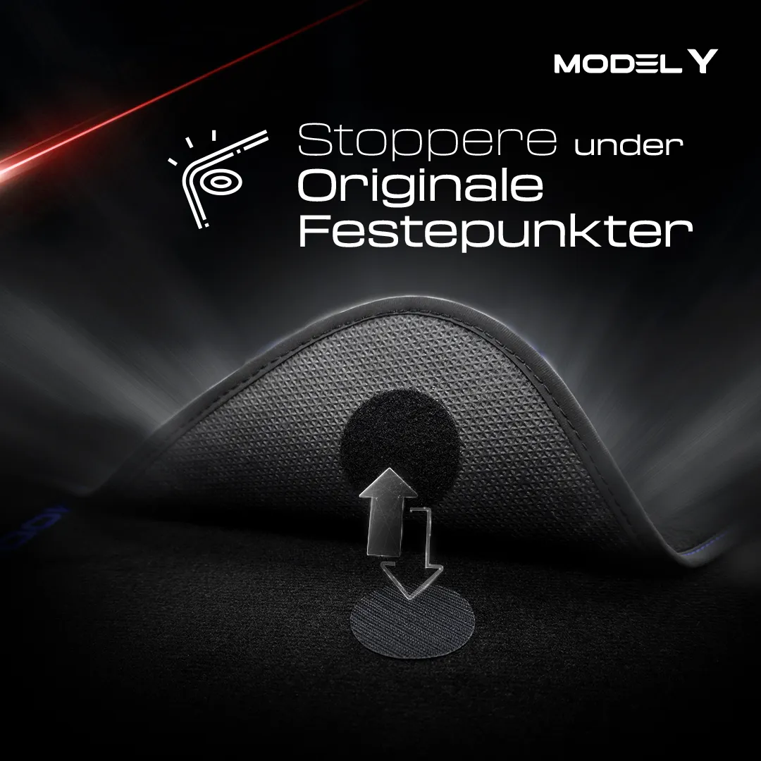 Stoffmatter Tesla Model Y 2020 - 2025 │ Blue Edition Premium Textile Floor Mats – bilde 8