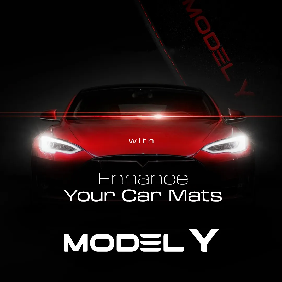 Stoffmatter Tesla Model Y 2020 - 2025 │ Red Edition Premium Textile Floor Mats – bilde 4