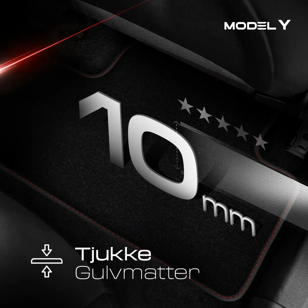 Stoffmatter Tesla Model Y 2020 - 2025 │ Red Edition Premium Textile Floor Mats – bilde 5