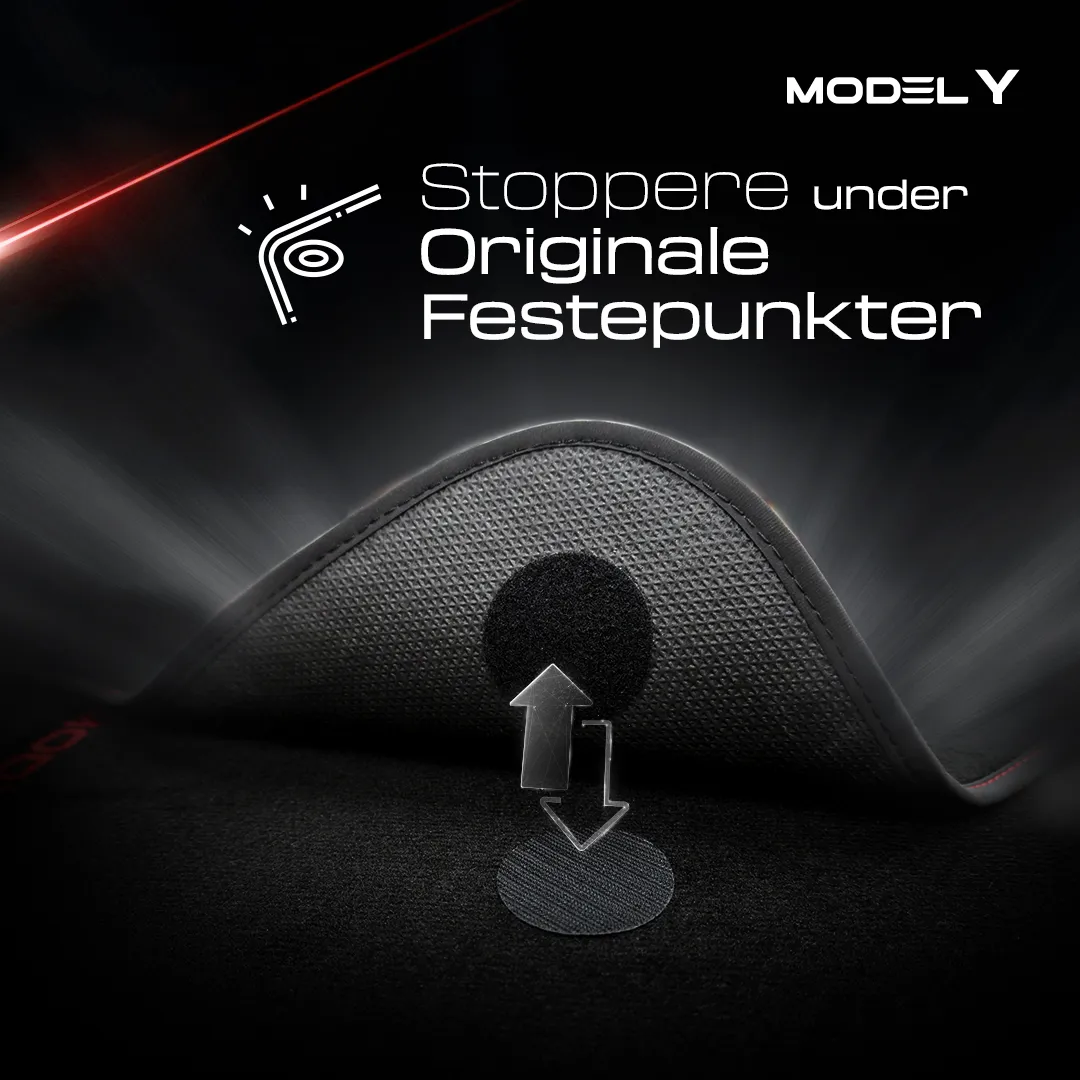 Stoffmatter Tesla Model Y 2020 - 2025 │ Red Edition Premium Textile Floor Mats – bilde 6