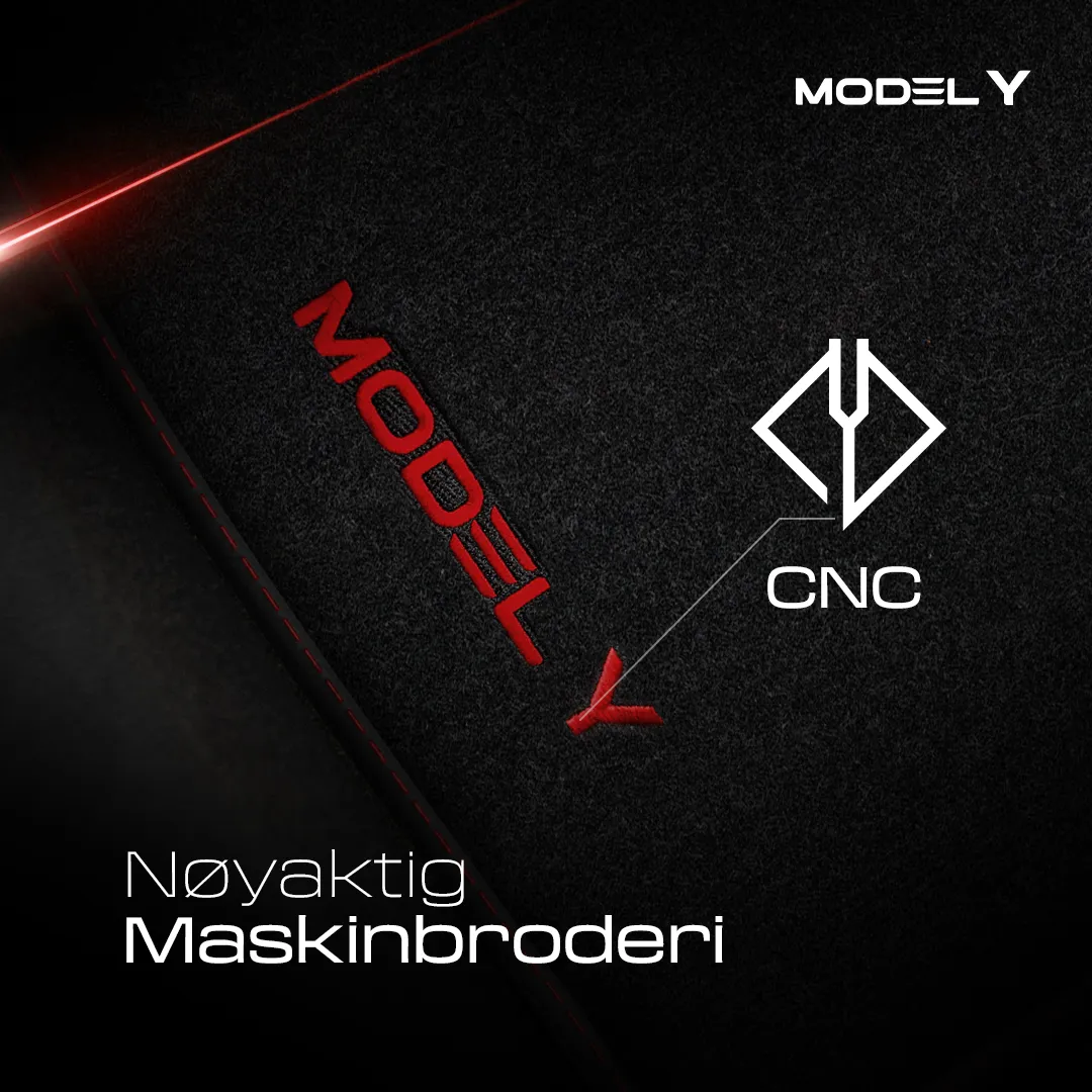 Stoffmatter Tesla Model Y 2020 - 2025 │ Red Edition Premium Textile Floor Mats – bilde 7