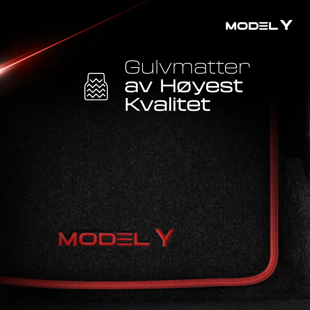 Stoffmatter Tesla Model Y 2020 - 2025 │ Red Rosa Edition Premium Textile Floor Mats – bilde 2