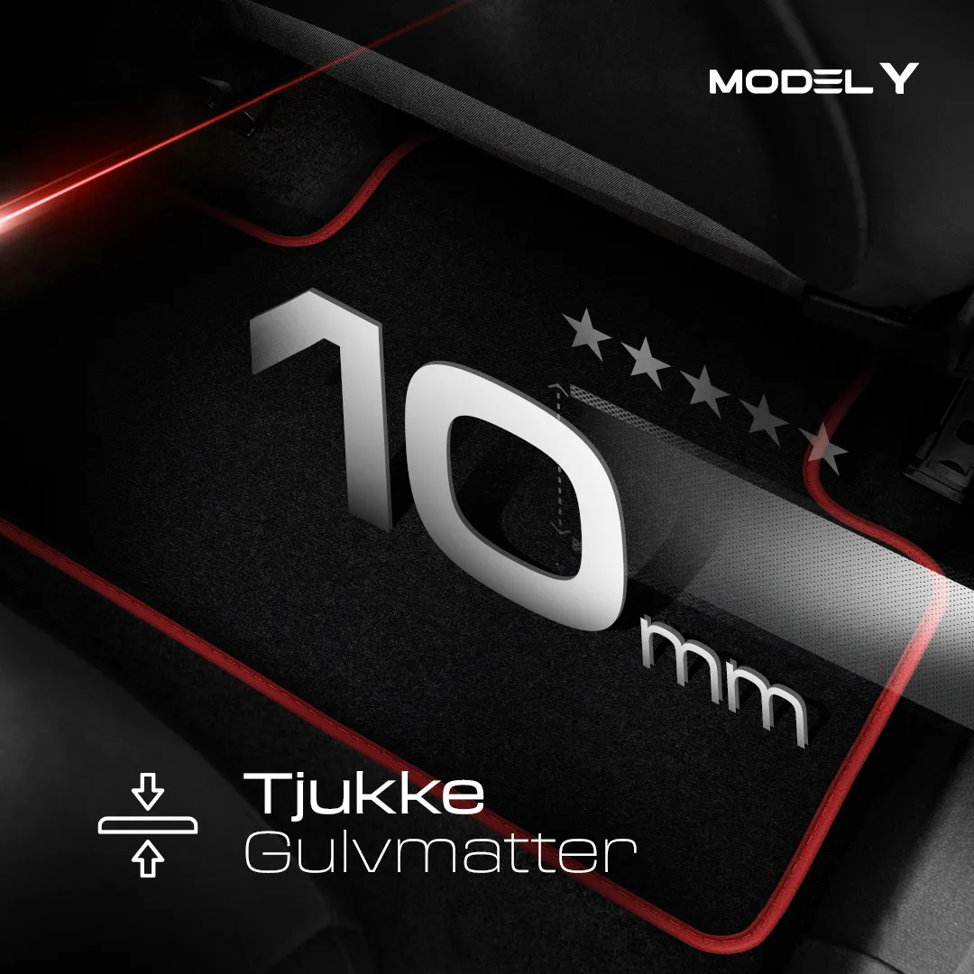 Stoffmatter Tesla Model Y 2020 - 2025 │ Red Rosa Edition Premium Textile Floor Mats – bilde 6