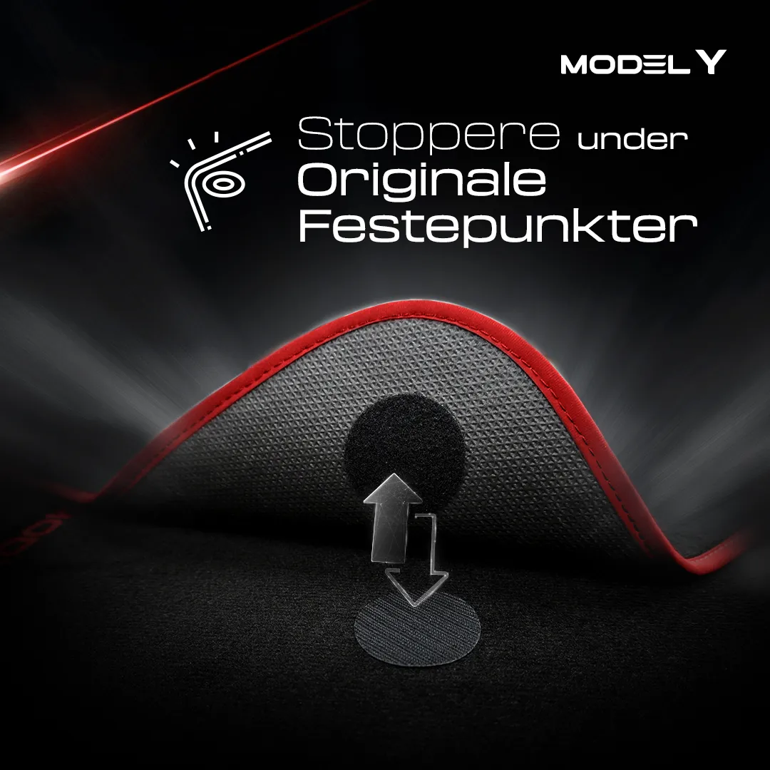 Stoffmatter Tesla Model Y 2020 - 2025 │ Red Rosa Edition Premium Textile Floor Mats – bilde 8