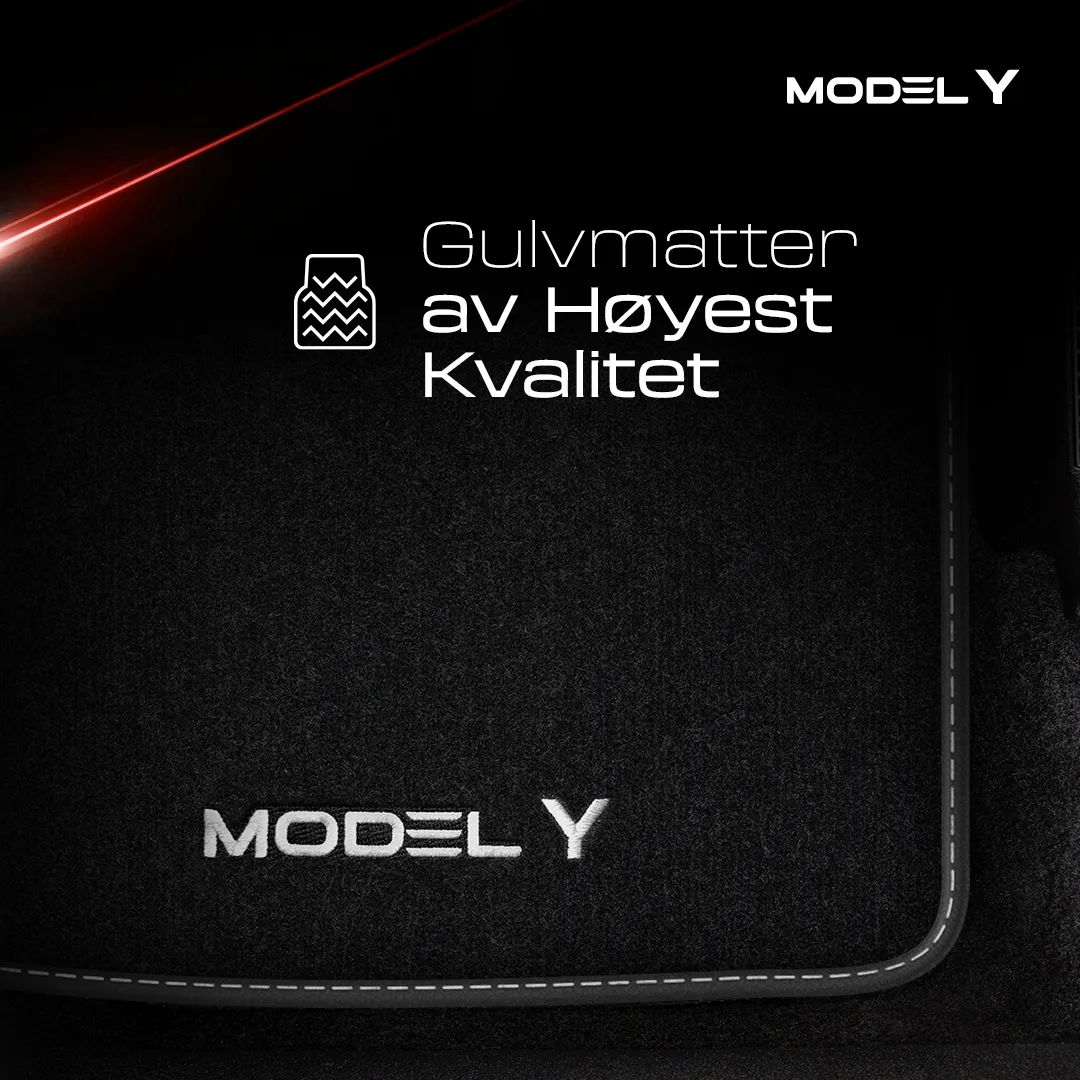 Stoffmatter Tesla Model Y 2020 - 2025 │ White Edition Premium Textile Floor Mats – bilde 2
