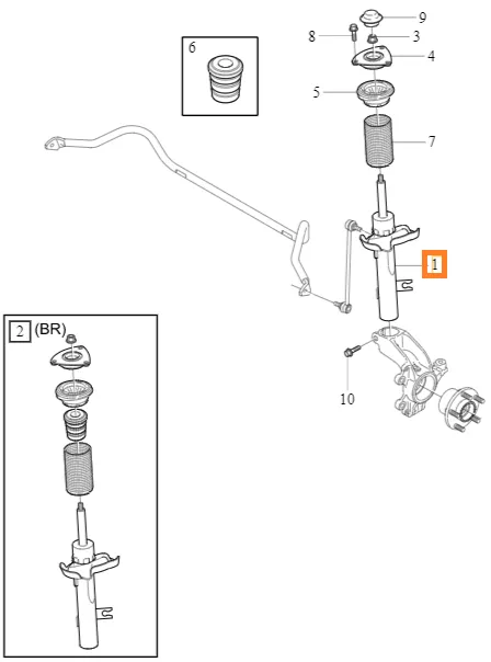 Støtdemper foran venstre Volvo Genuine® C30 / S40 / V50 2004-2013 │ Comfort-understell
