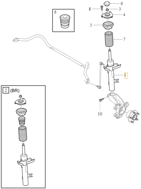 Støtdemper foran venstre Volvo Genuine® C30 / S40 / V50 2004-2013 │ Dynamic-understell