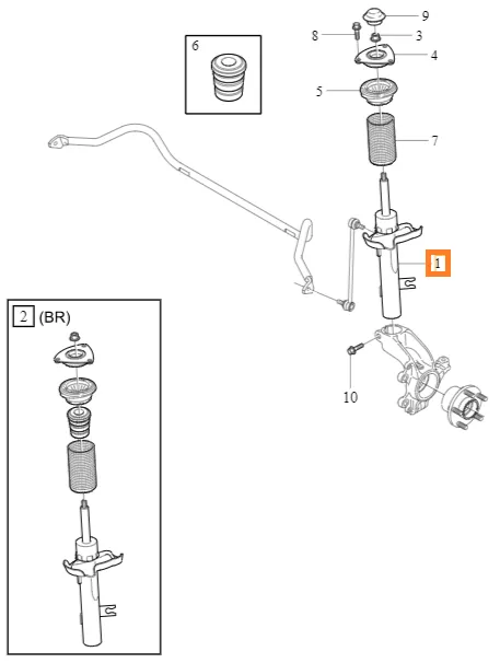 Støtdemper foran venstre Volvo Genuine® C30 / S40 / V50 2004-2013 │ Efficiency-understell