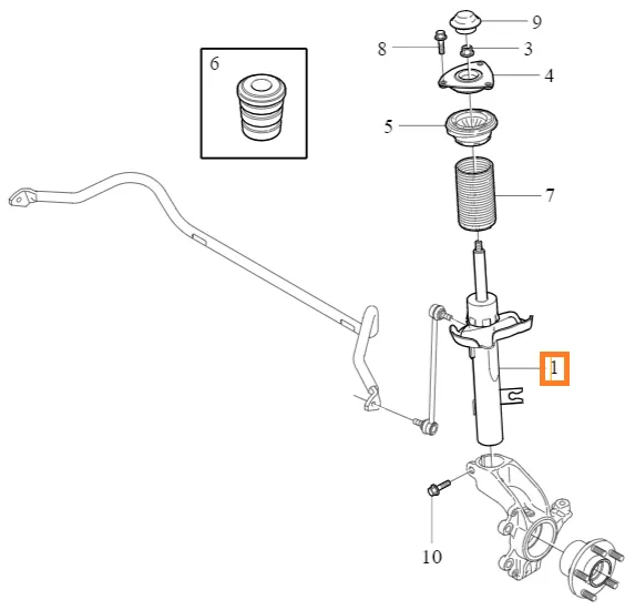 Støtdemper foran venstre Volvo Genuine® C30 / V50 2004-2013 │ Dynamic-understell