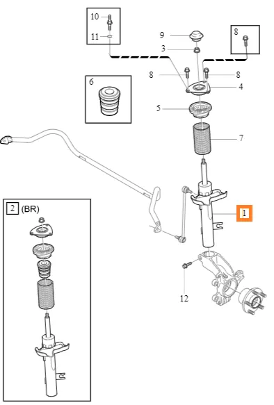 Støtdemper foran venstre Volvo Genuine® C70 2006-2013 │ foran venstre