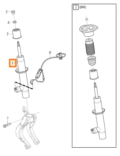 Støtdemper foran venstre Volvo Genuine® S60 / V60 2019- │ med aktivt understell (Four-C)