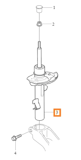 Støtdemper foran venstre Volvo Genuine® S80 / V70 / XC70 2007-2016 │ med aktivt understell (Four-C)