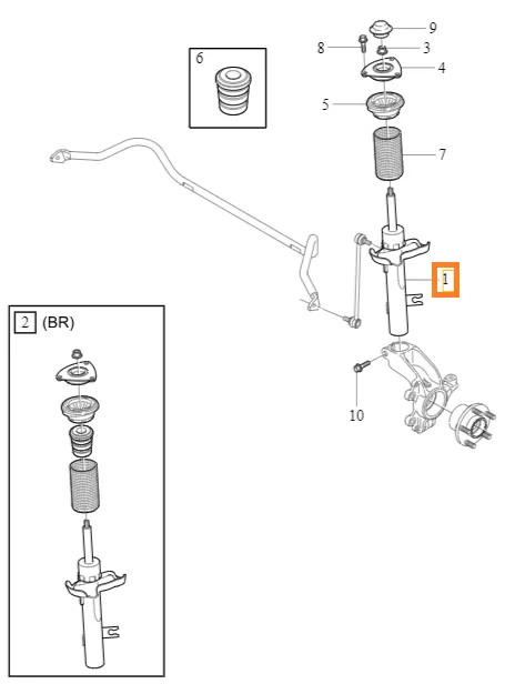 Støtdemper Volvo Genuine® C30/S40/V50 2004-2013 │ foran høyre