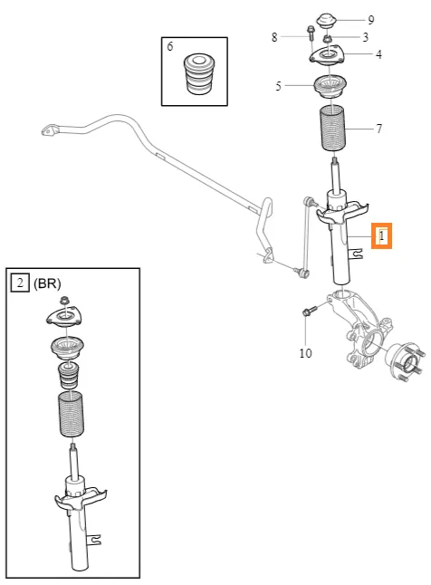 Støtdemper Volvo Genuine® C30/S40/V50 2004-2013 │ foran høyre