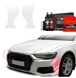 Støtfangerbeskytter Audi A6 (C8) 2018 - 2023 │ PPF beskyttelsesfolie Gjennomsiktig BodyShield