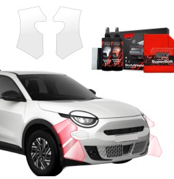 Støtfangerbeskytter Fiat 600 2023 - 2025 │ PPF beskyttelsesfolie Gjennomsiktig BodyShield