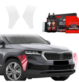 Støtfangerbeskytter Skoda Karoq 2022 - 2025 │ PPF beskyttelsesfolie Gjennomsiktig BodyShield