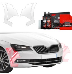 Støtfangerbeskytter Skoda Superb 3 2015 - 2019 │ PPF beskyttelsesfolie Gjennomsiktig BodyShield