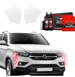 Støtfangerbeskytter SsangYong Musso 2023 - 2025 │ PPF beskyttelsesfolie Gjennomsiktig BodyShield