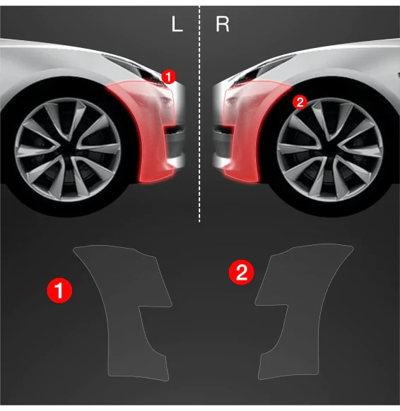 Støtfangerbeskytter Tesla Model 3 2017 - 2020 │ PPF beskyttelsesfolie Gjennomsiktig BodyShield – bilde 2