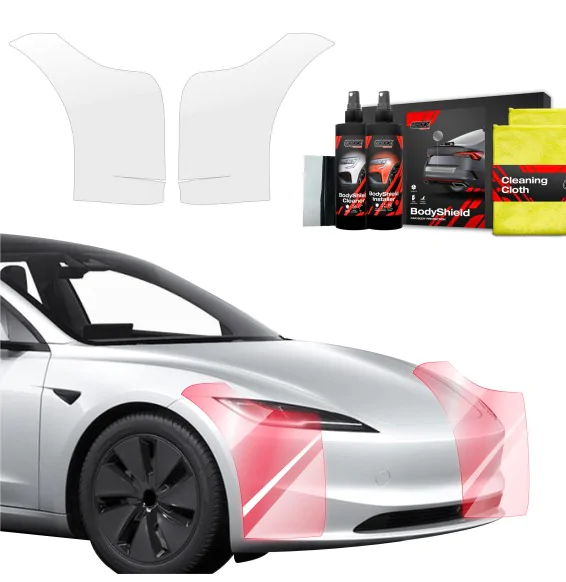 Støtfangerbeskytter Tesla Model 3 2021 - 2025 │ PPF beskyttelsesfolie Gjennomsiktig BodyShield