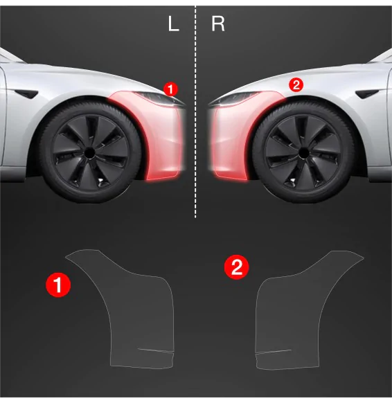 Støtfangerbeskytter Tesla Model 3 2021 - 2025 │ PPF beskyttelsesfolie Gjennomsiktig BodyShield – bilde 2