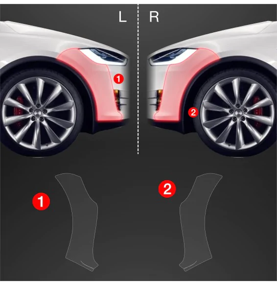 Støtfangerbeskytter Tesla Model X 2021 -> │ PPF beskyttelsesfolie Gjennomsiktig BodyShield – bilde 2