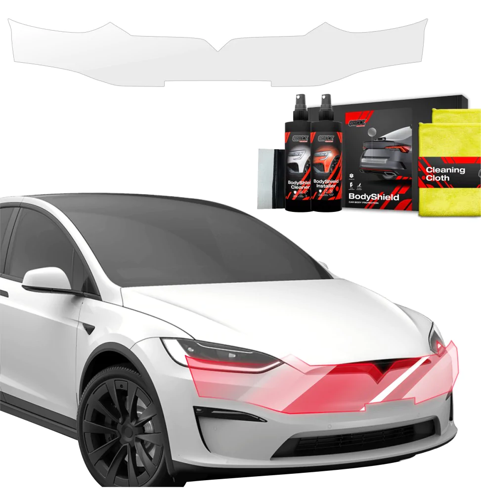Støtfangerbeskytter Tesla Model X 2021 -> │ PPF beskyttelsesfolie Gjennomsiktig BodyShield