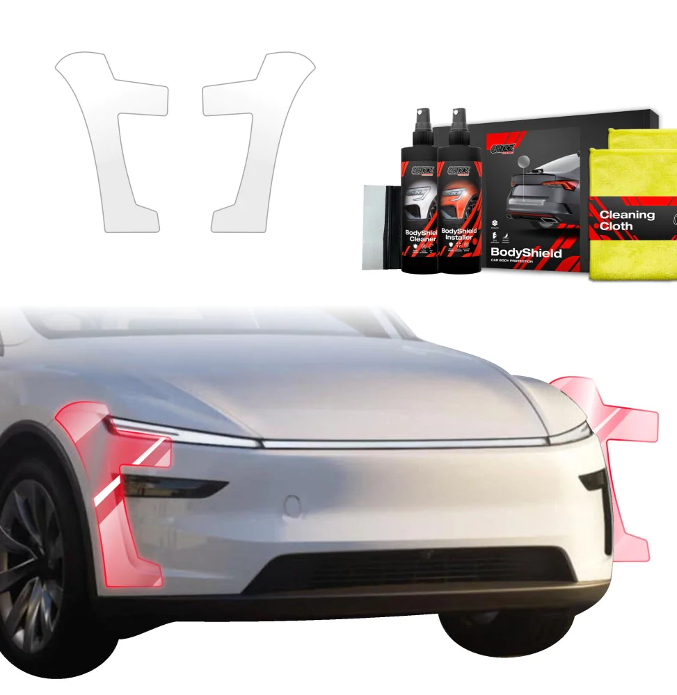 Støtfangerbeskytter Tesla Model Y Juniper 2025 -> │ PPF beskyttelsesfolie Gjennomsiktig BodyShield