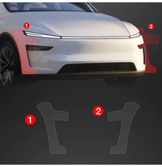 Støtfangerbeskytter Tesla Model Y Juniper 2025 -> │ PPF beskyttelsesfolie Gjennomsiktig BodyShield – bilde 2