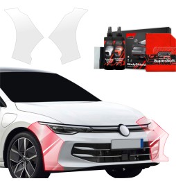 Støtfangerbeskytter VW Golf VIII 2024 - 2025 │ PPF beskyttelsesfolie Gjennomsiktig BodyShield