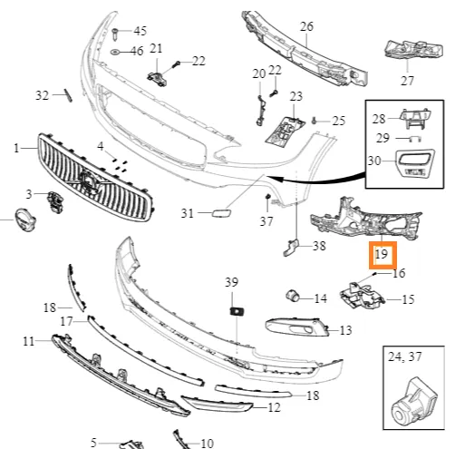 Støtfangerbrakett Volvo Genuine® V90 2021- │ venstre