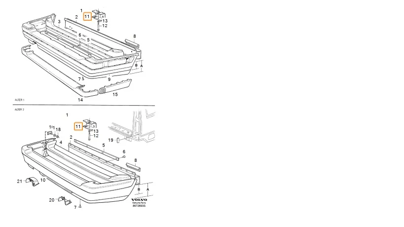 Støtfangerfeste Volvo Genuine® 850, V70, V70 XC │ bak, bensin/diesel – bilde 3